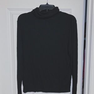 Divided Ribbed Black Turtleneck